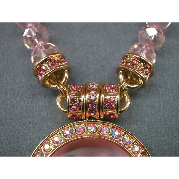 Kirks Folly Pink Moon Face Necklace With Charms & Crystal Beads - Picture 5 of 6